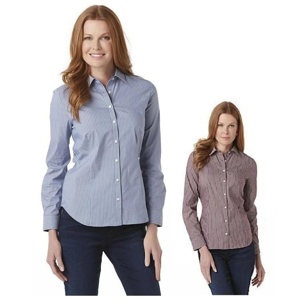 Womens  Shirt Blouse Covington Striped size L NEW